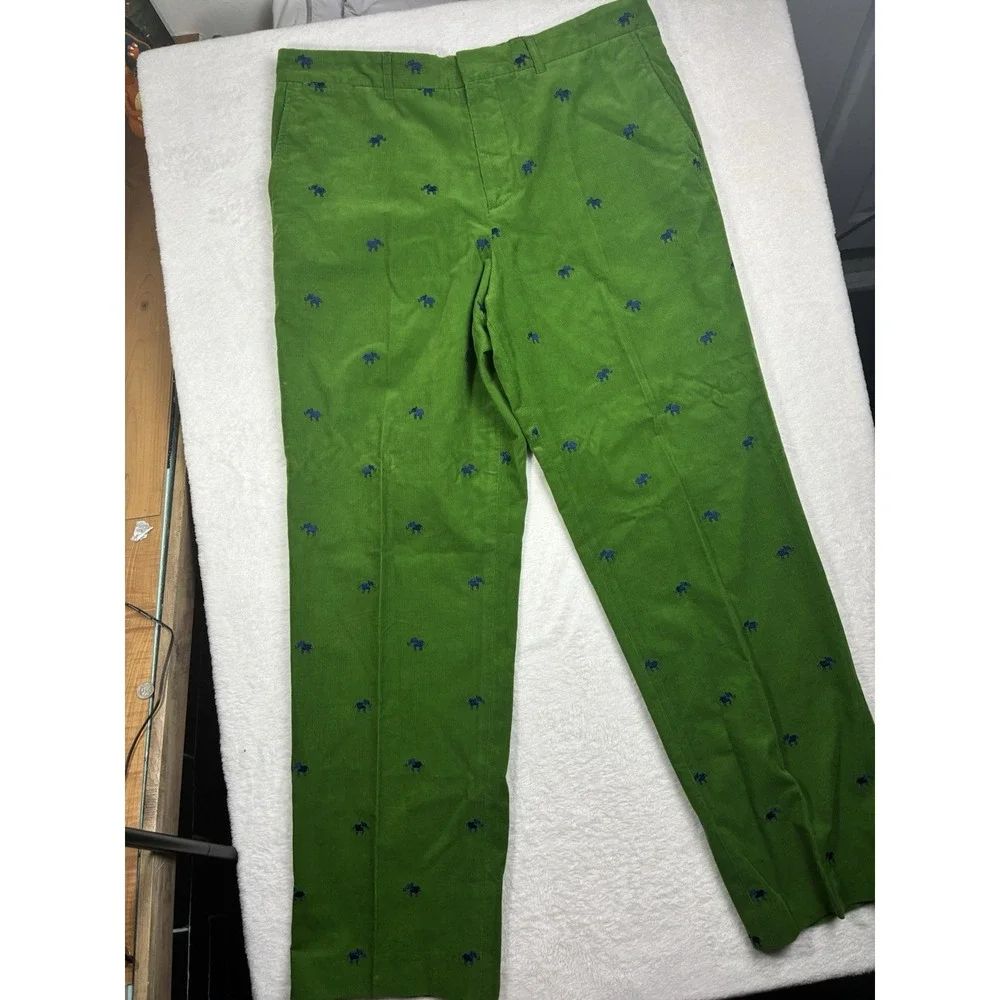 Lilly Pulitzer Via Palm Beach Corduroy Green Pant Men's Size 36 Elephants